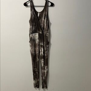 Source Unknown Brown and White Tie-Dye Jumpsuit